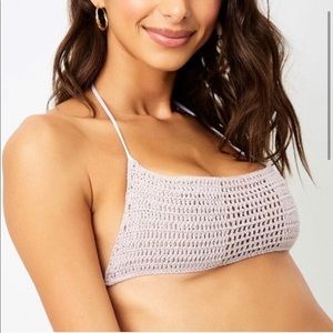 NWT Frankies Fiona Crochet Halter Top - White